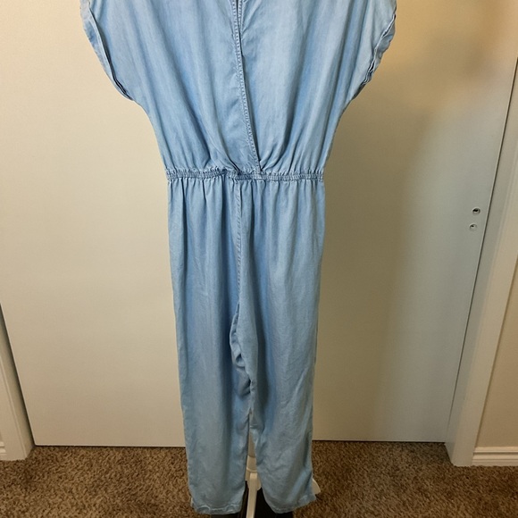 15. Japna Blue Relaxed Fit Short Sleeve Jumpsuit with Elastic Waist Size Medium - Picture 5 of 8
